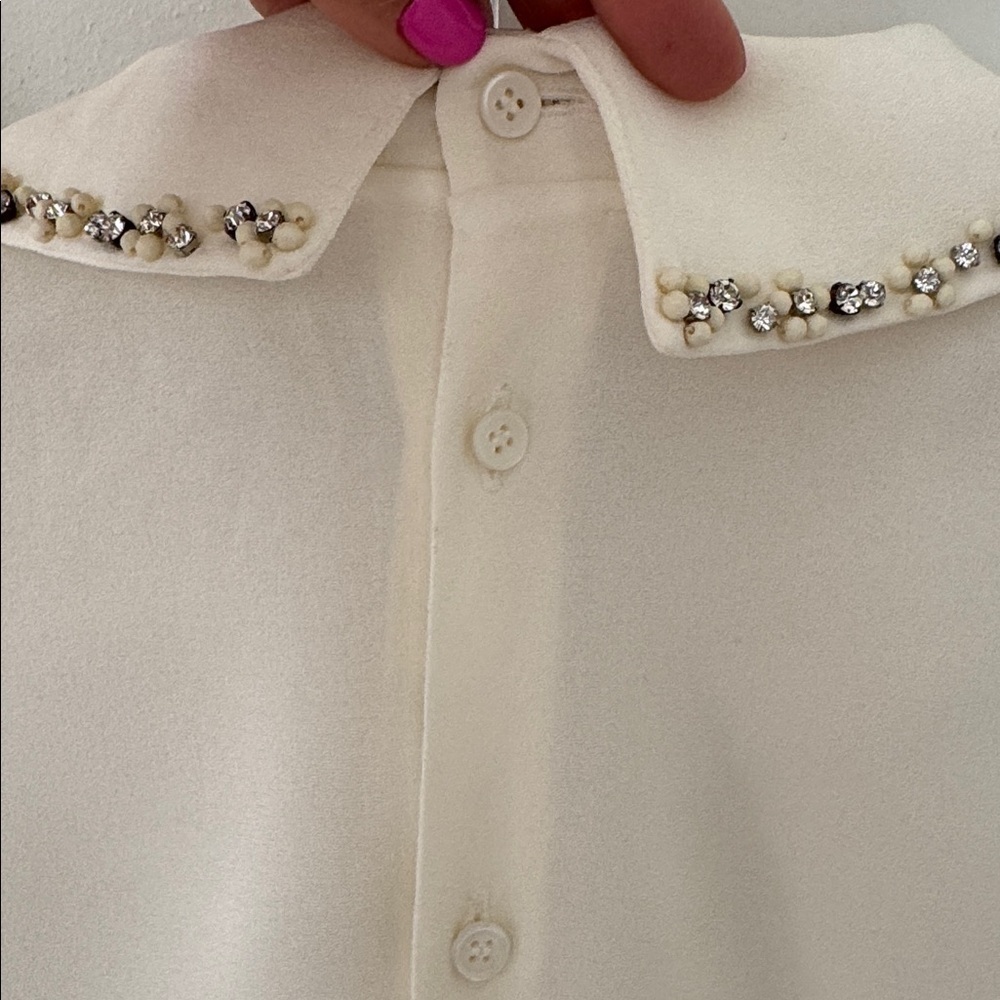Miu Miu Blouse Embellished Collar And Sleeve Size 44 - Picture 7 of 9